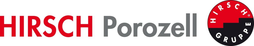 Logo der Hirsch Gruppe mit Porozell-Schriftzug